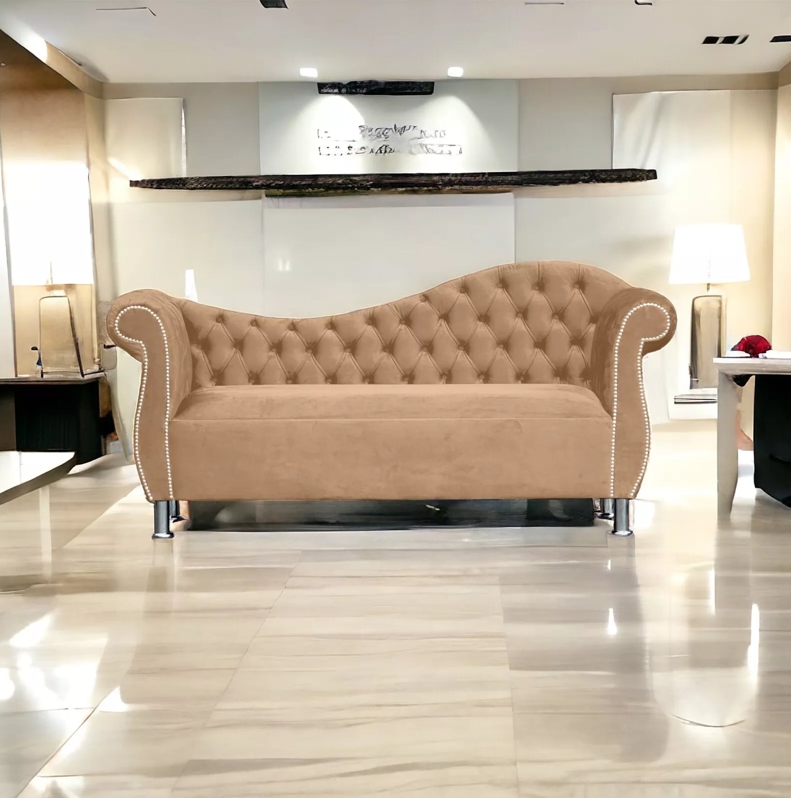 2 seater Chesterfield Artois Double Arm Chaise Lounge Sofa Vintage Soft Velvet