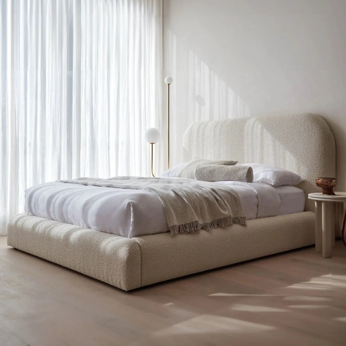 Quincy Boucle Upholstered Bed Frame